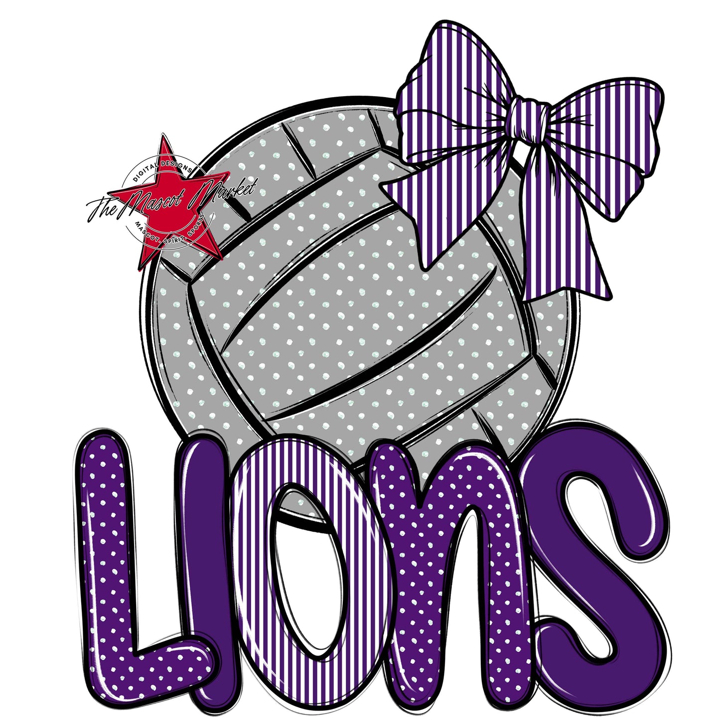 Lions Volleyball Spirit Design-Purple