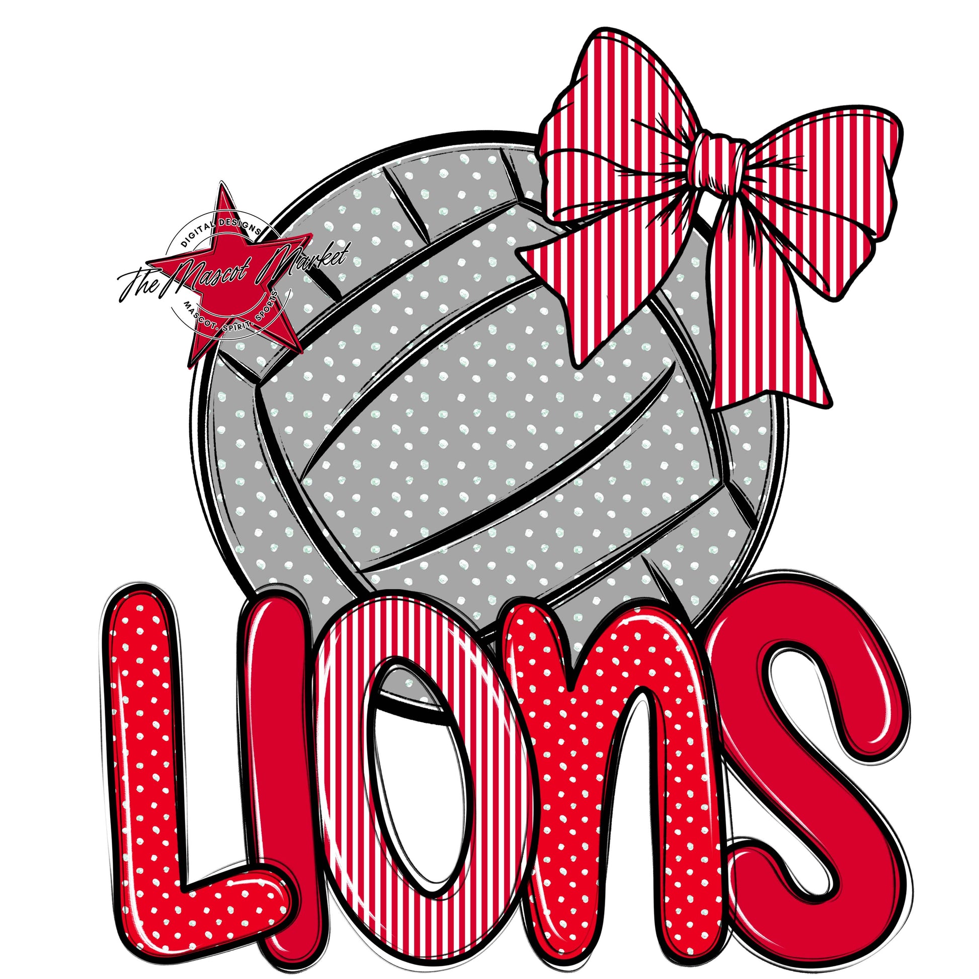 Lions Volleyball Spirit Design-Red