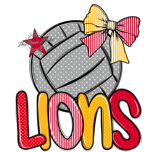 Lions Volleyball Spirit Design-Red & Yellow