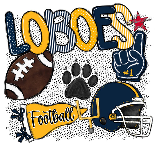 Loboes Football Spirit-Navy & Yellow