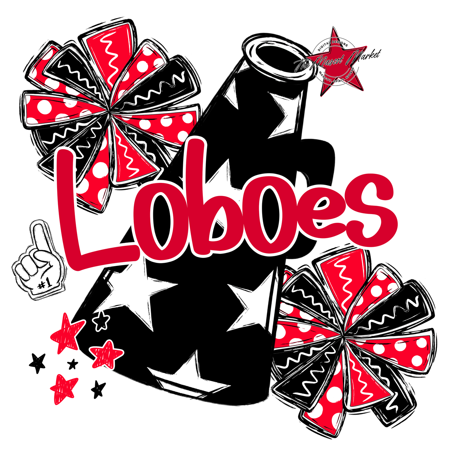 Loboes Alpha Megaphone Design-Red