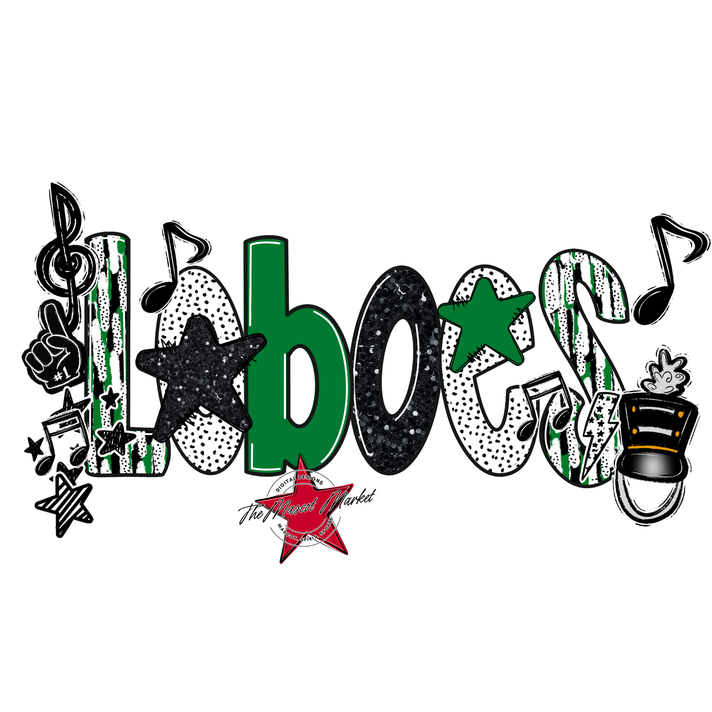 Loboes Band Scrape-Kelly Green