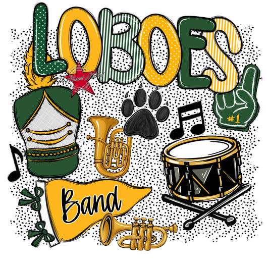Loboes Band Spirit-Green & Yellow