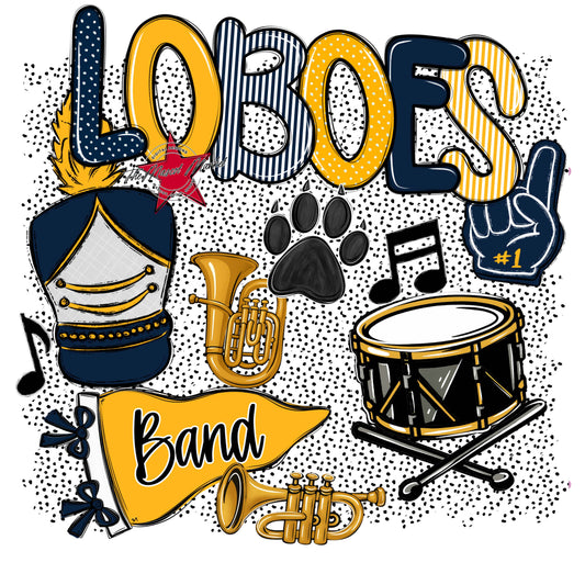 Loboes Band Spirit-Navy & Yellow