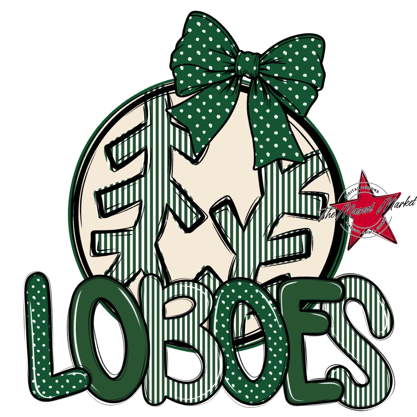 Loboes Baseball-Softball Spirit Design-Green