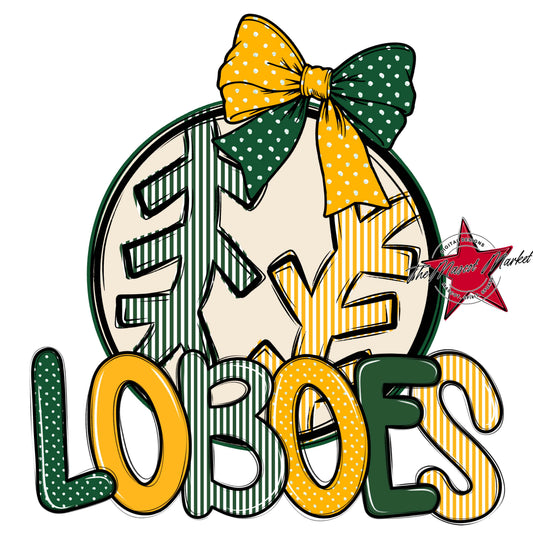 Loboes Baseball-Softball Spirit Design-Green & Yellow