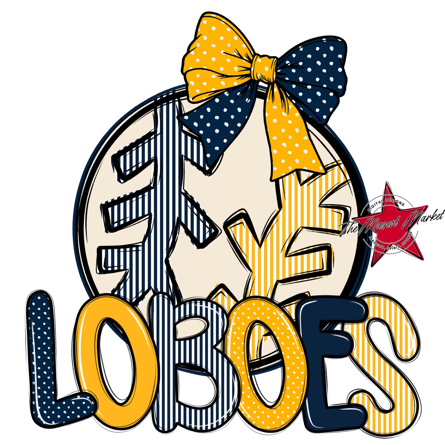 Loboes Baseball-Softball Spirit Design-Navy & Yellow