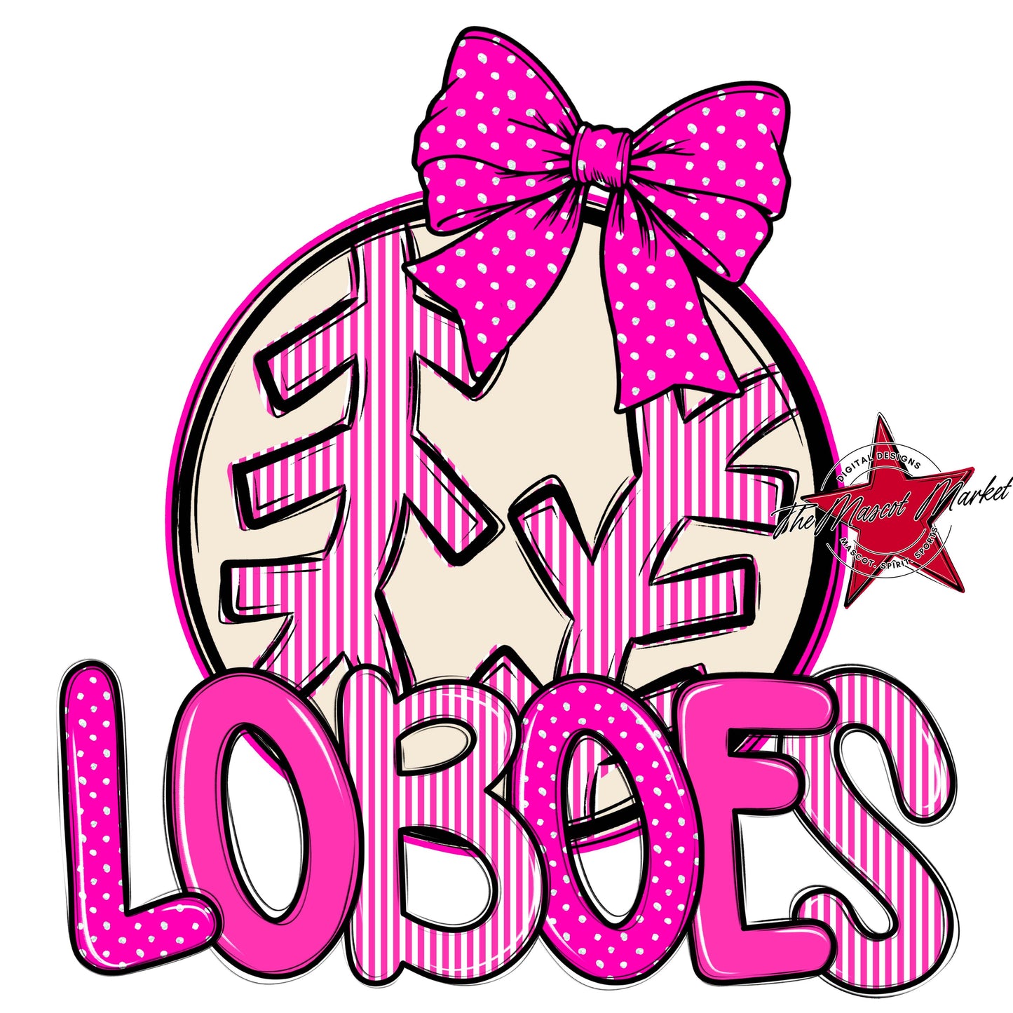 Loboes Baseball-Softball Spirit Design-Pink