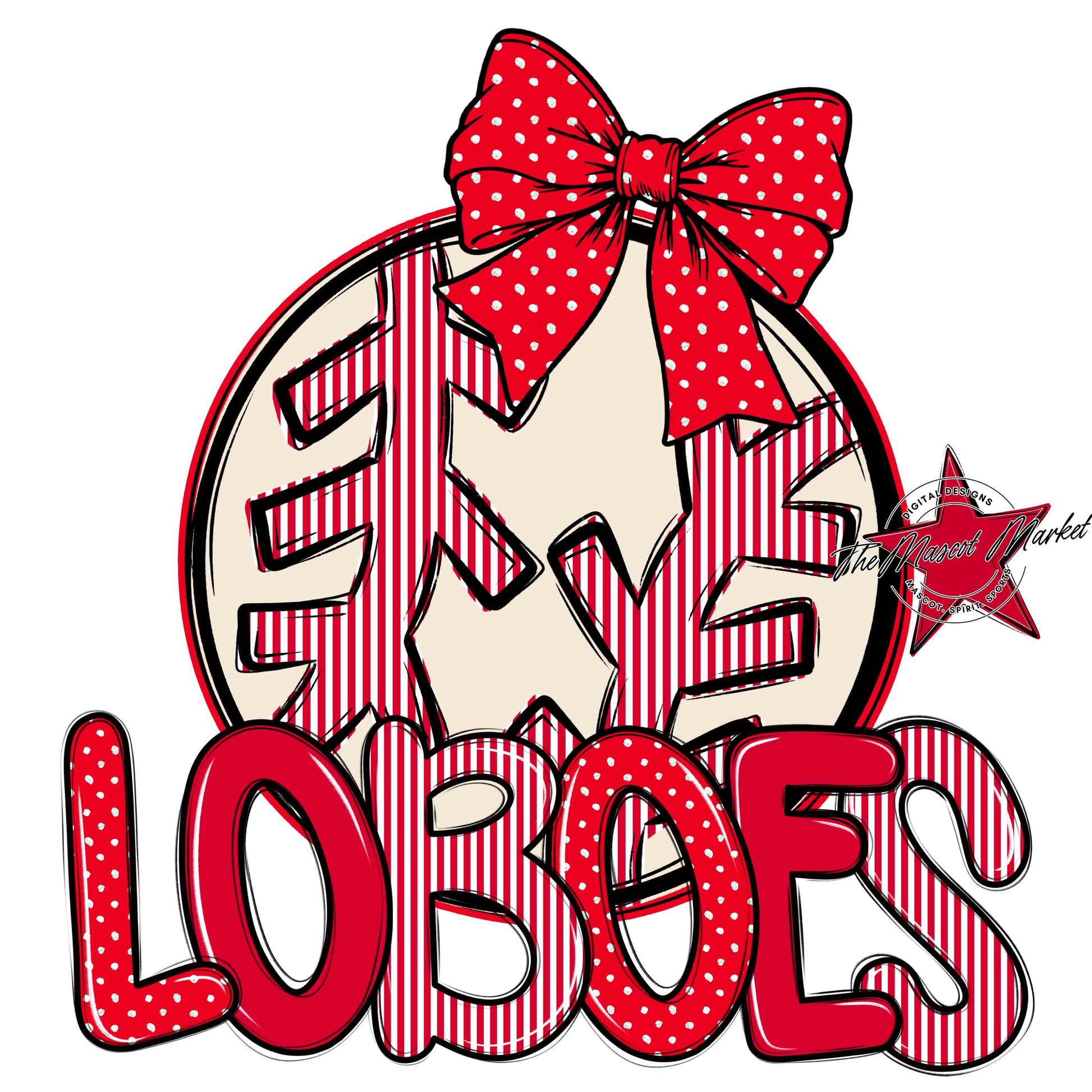 Loboes Baseball-Softball Spirit Design-Red