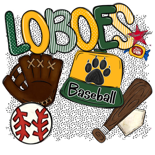 Loboes Baseball Spirit-Green & Yellow