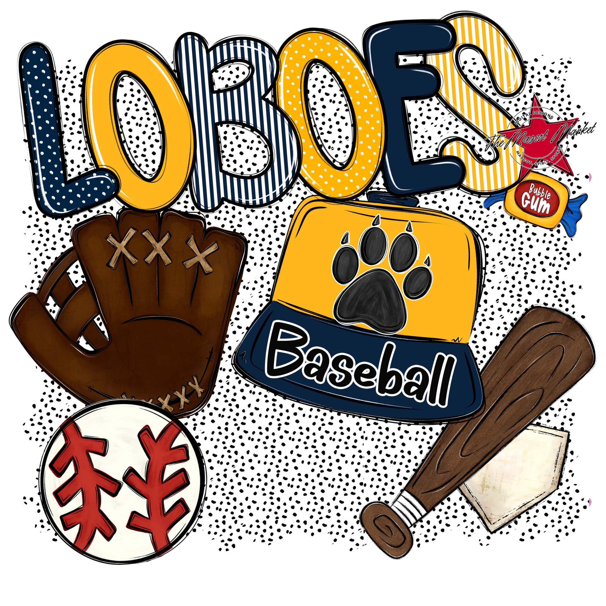 Loboes Baseball Spirit-Navy & Yellow