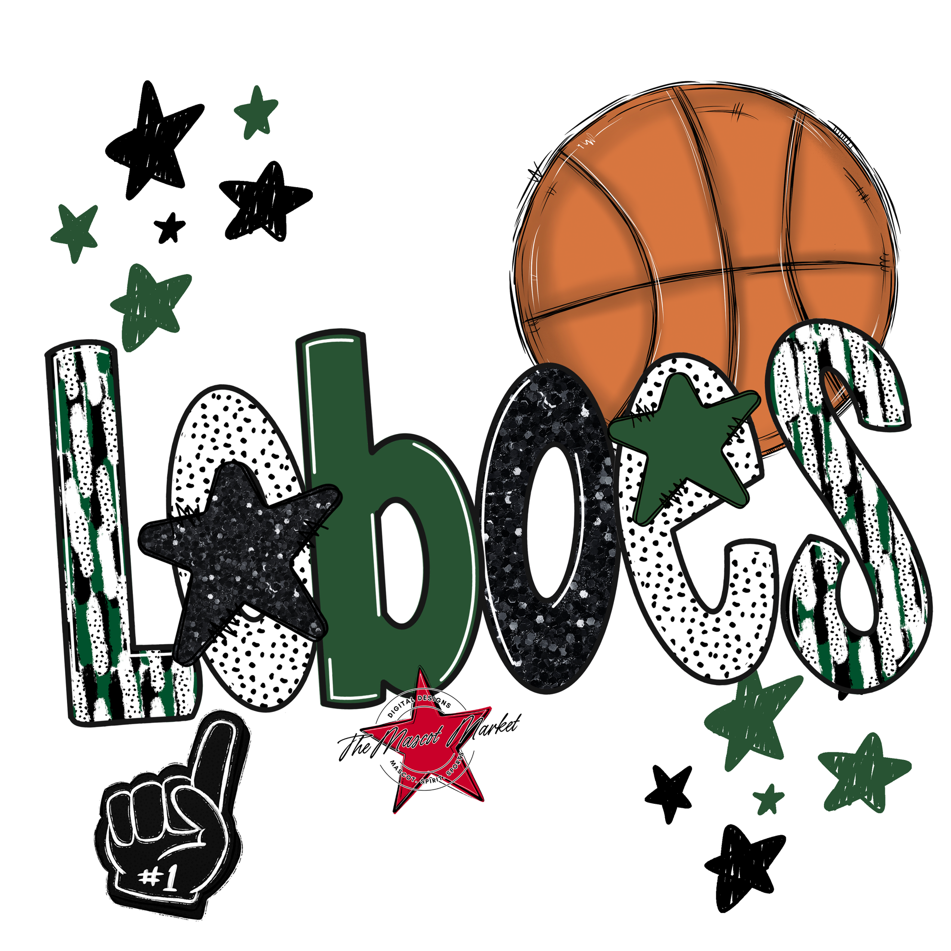 Loboes Basketball Scrape-Green