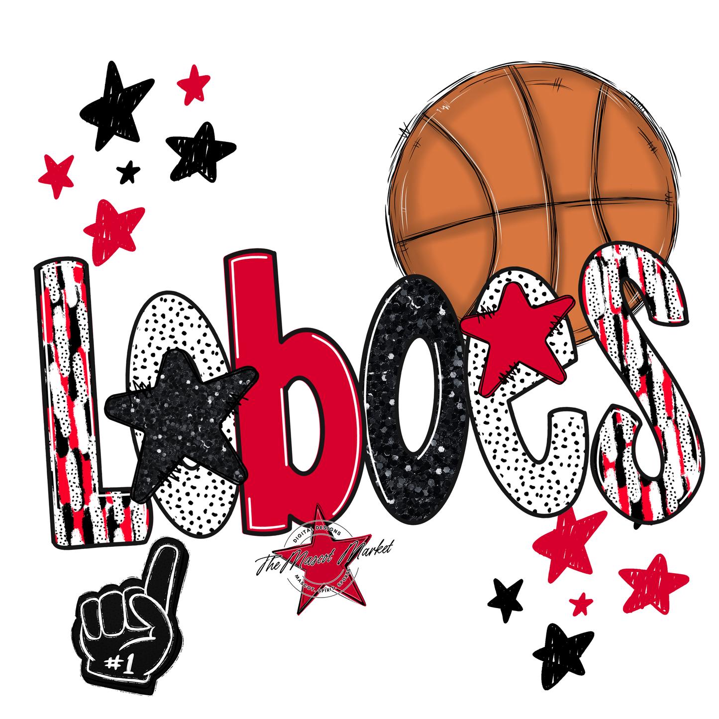 Loboes Basketball Scrape-Red