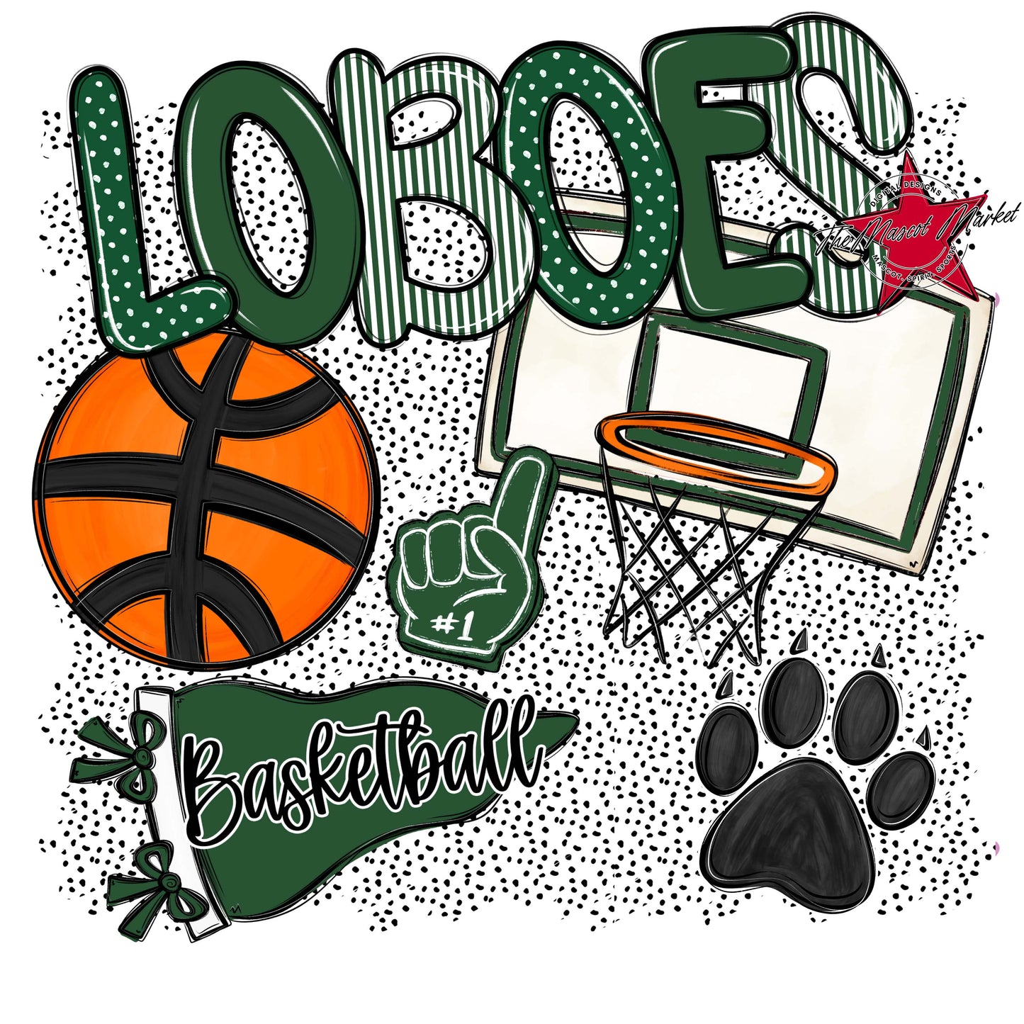 Loboes Basketball Spirit-Green