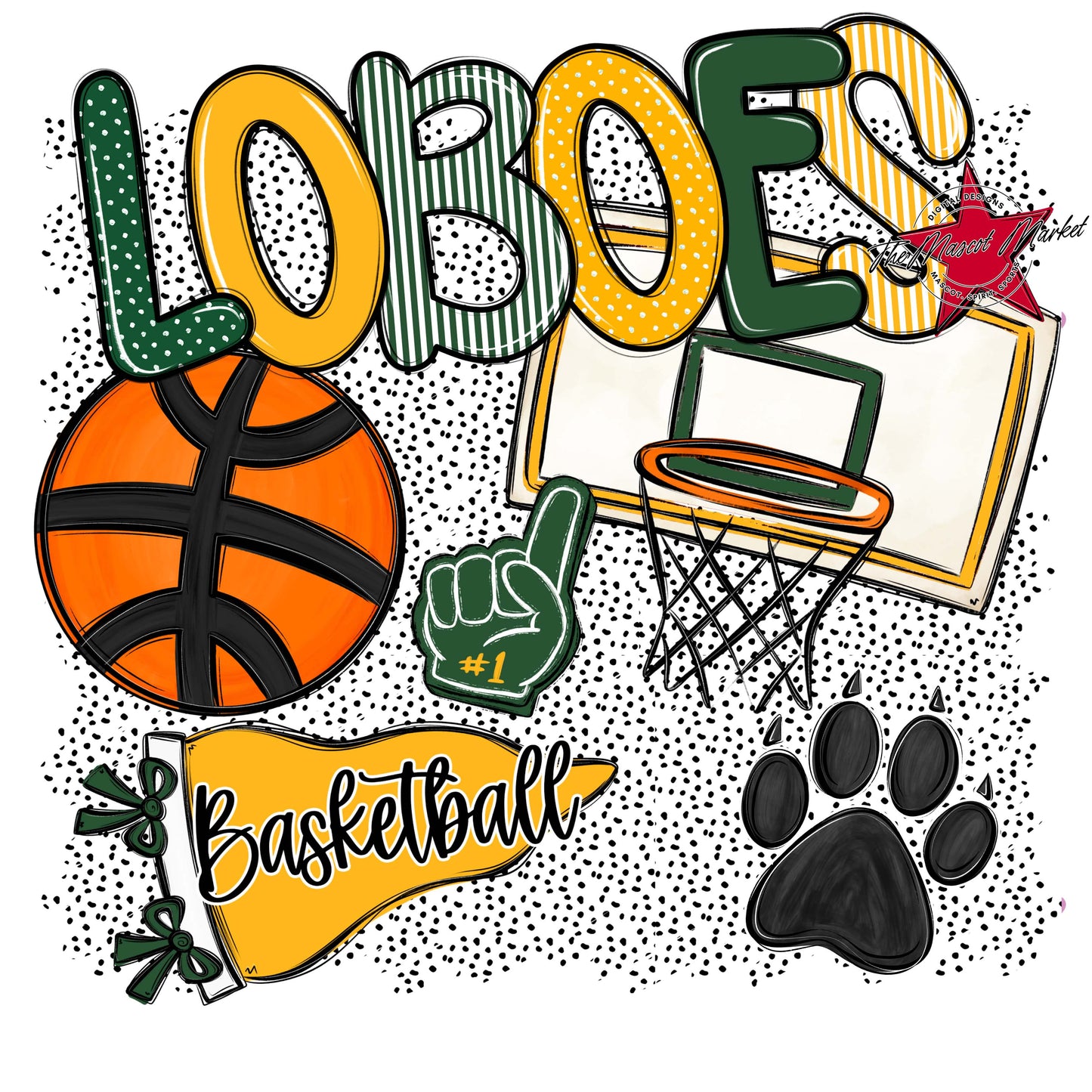 Loboes Basketball Spirit-Green & Yellow