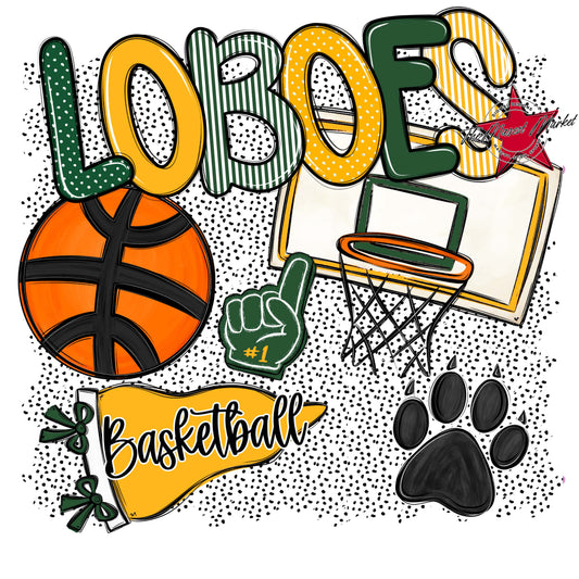 Loboes Basketball Spirit-Green & Yellow
