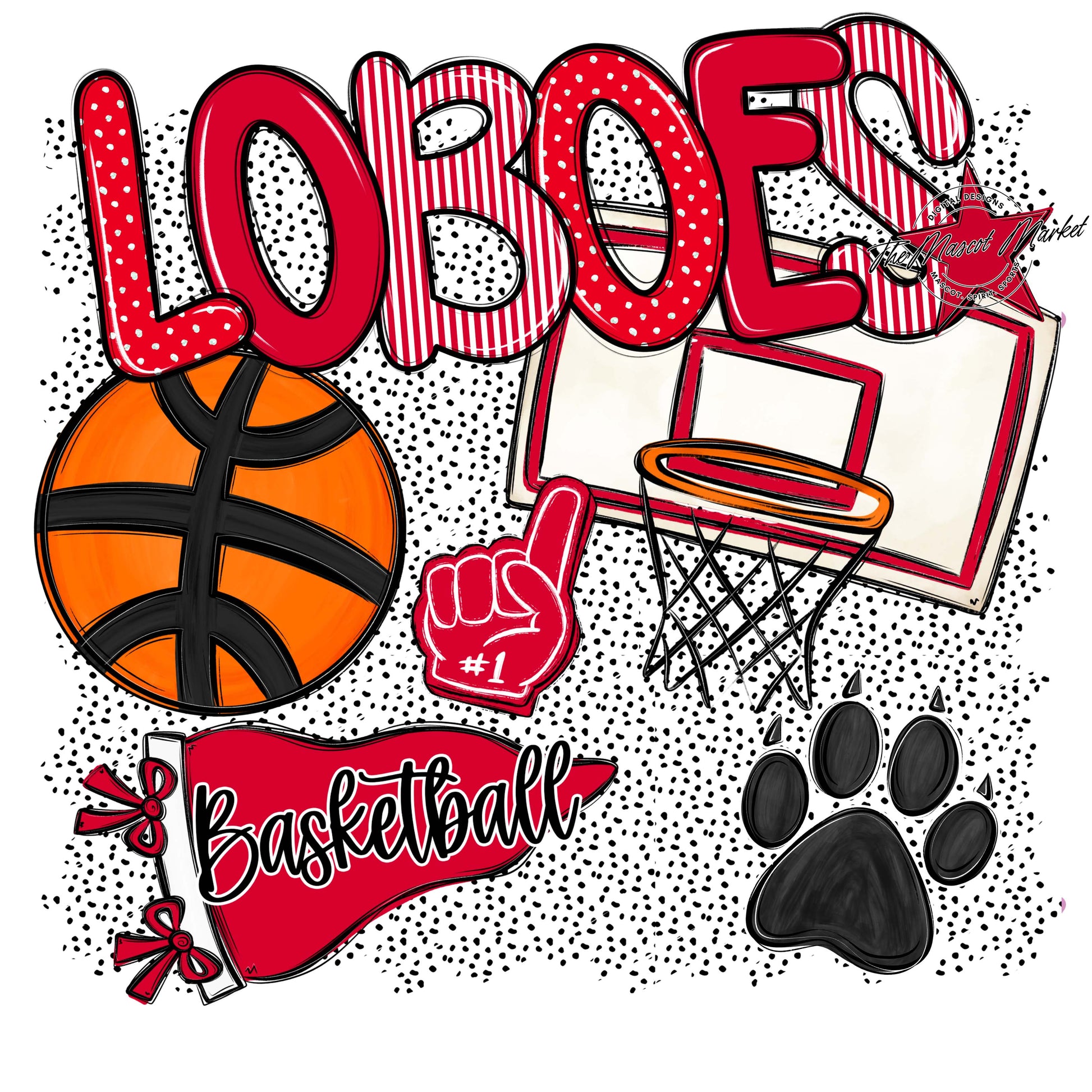 Loboes Basketball Spirit-Red