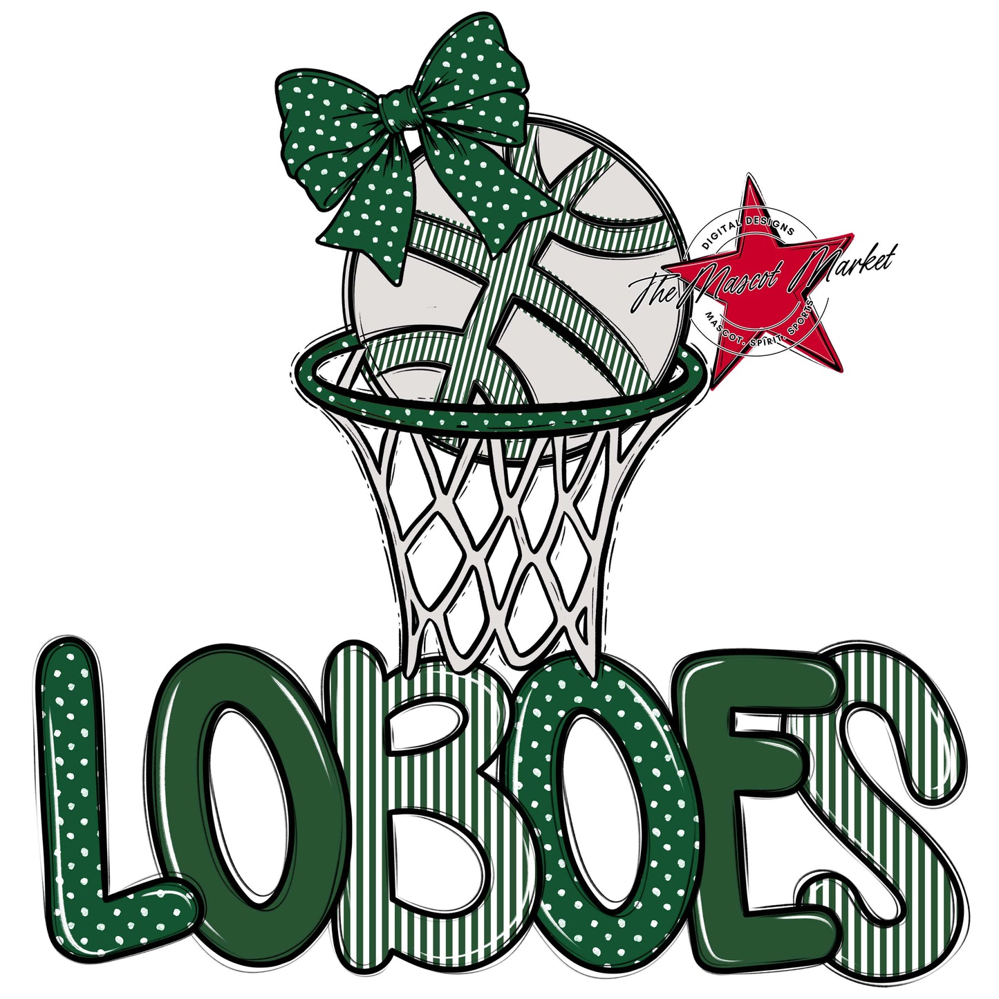 Loboes Basketball Spirit Design-Green