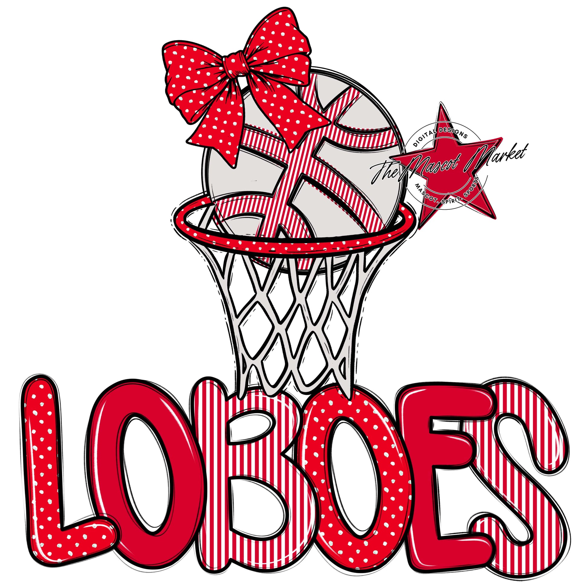Loboes Basketball Spirit Design-Red