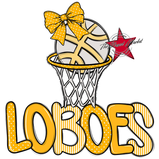 Loboes Basketball Spirit Design-Yellow