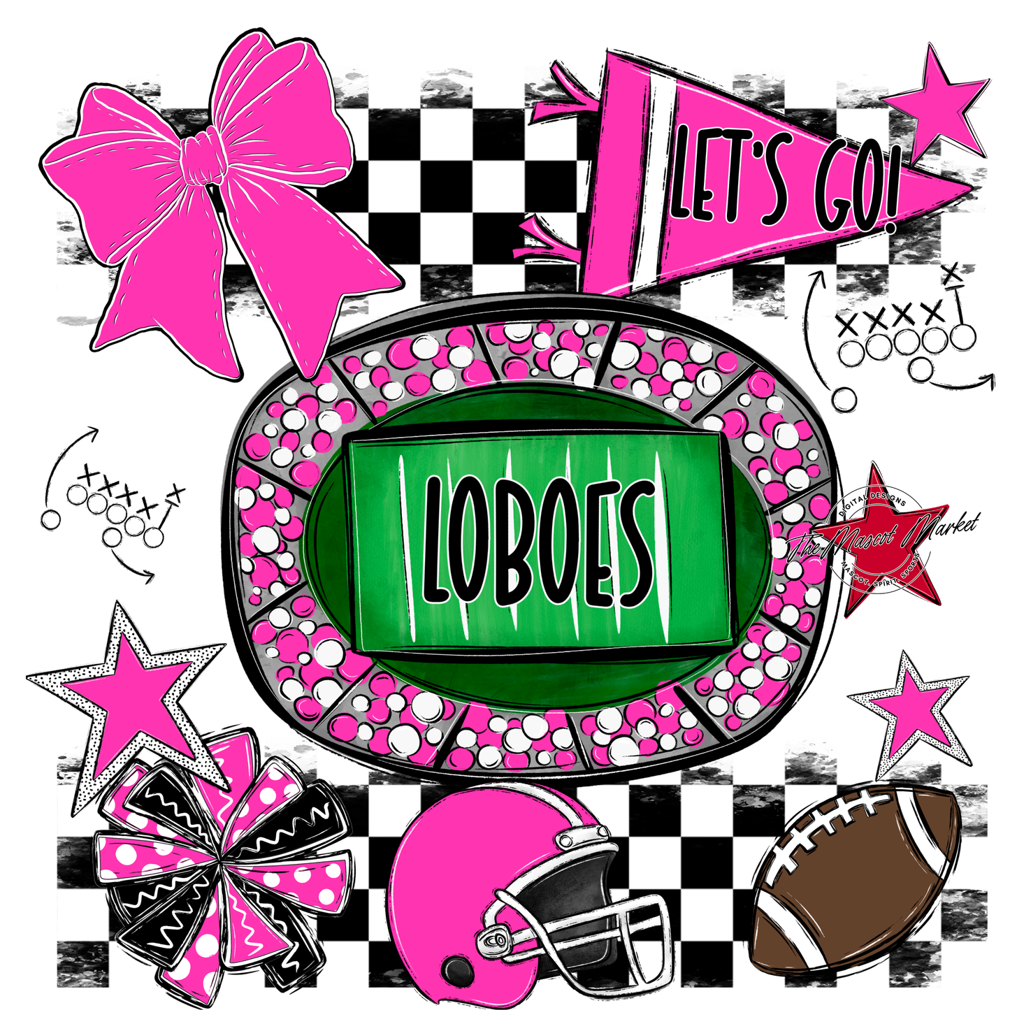 Loboes Checkers Spirit Design-Pink