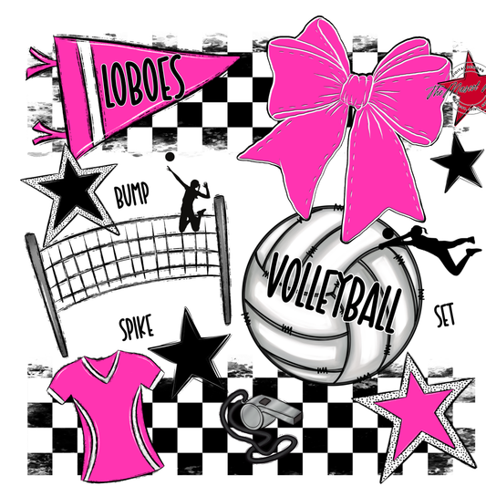 Loboes Checkers Volleyball Spirit Design-Pink