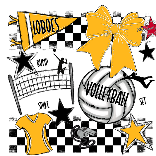 Loboes Checkers Volleyball Spirit Design-Yellow