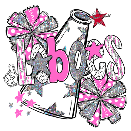 Loboes Cheer Megaphone Scrape-Baby Pink