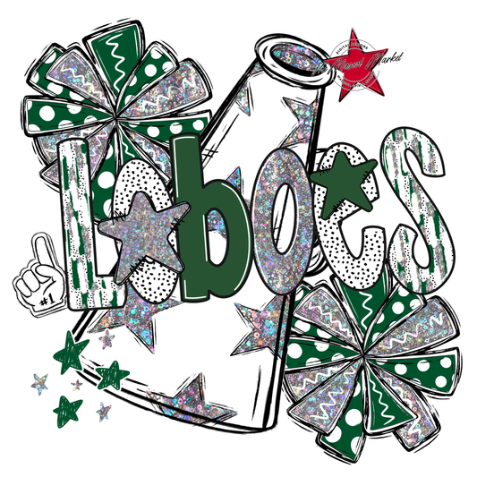 Loboes Cheer Megaphone Scrape-Green