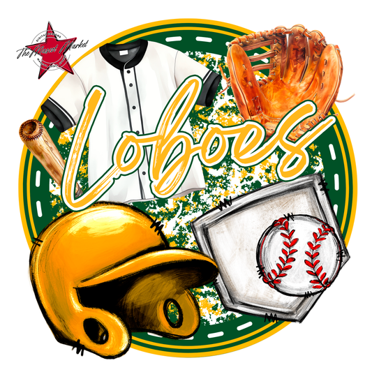 Loboes Circle Baseball Design-Green-Yellow