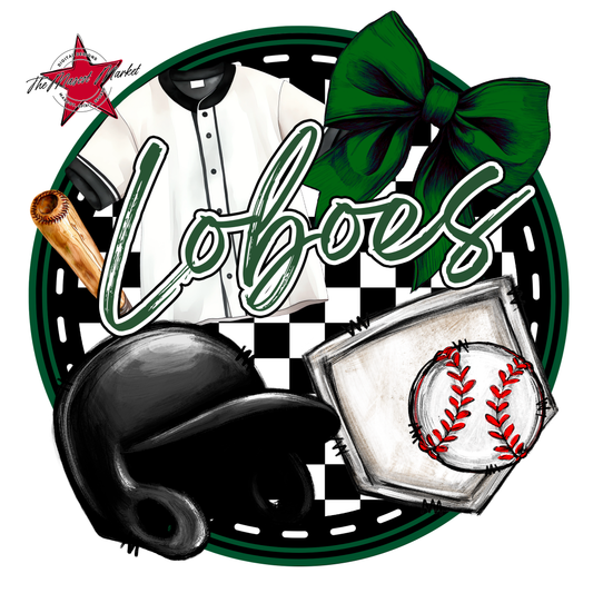 Loboes Circle Baseball Design-Green