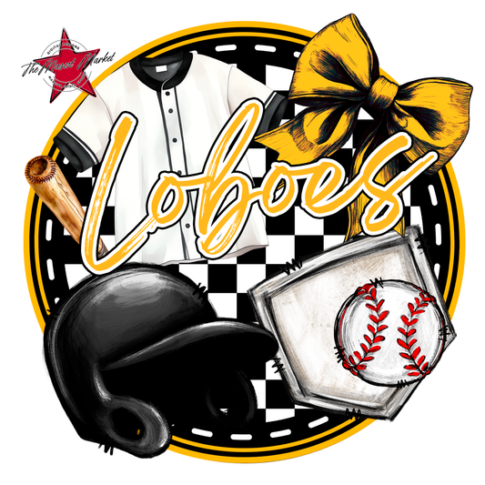 Loboes Circle Baseball Design-Yellow
