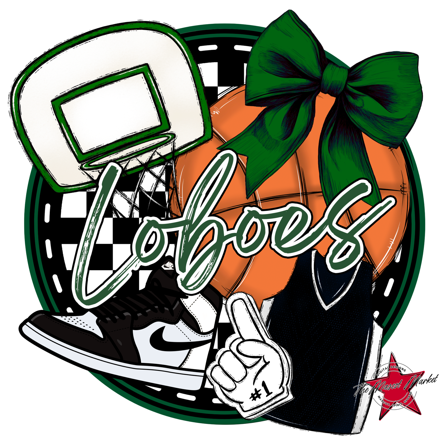 Loboes Circle Basketball Design-Green