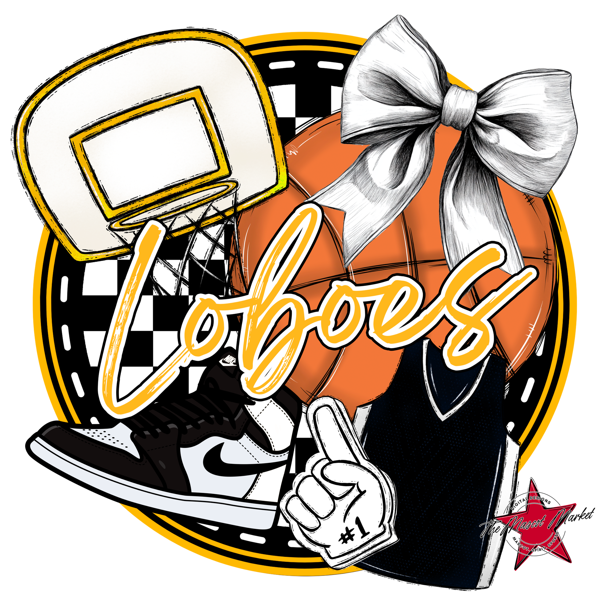 Loboes Circle Basketball Design-Yellow