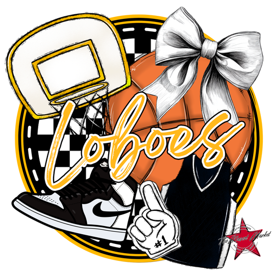 Loboes Circle Basketball Design-Yellow
