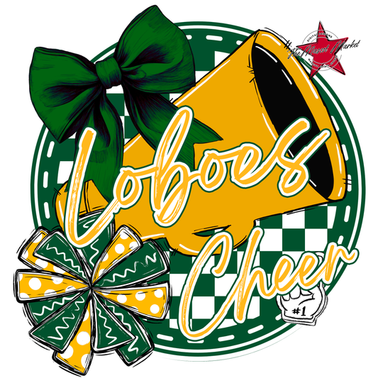 Loboes Circle Cheer Design-Green-Yellow