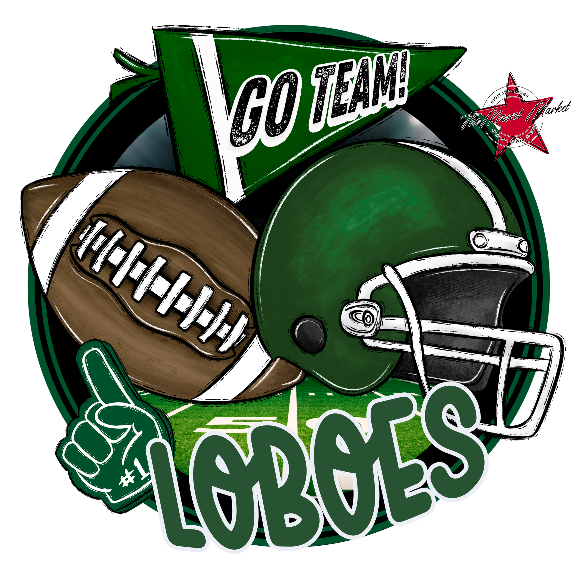 Loboes Circle Football Design-Green