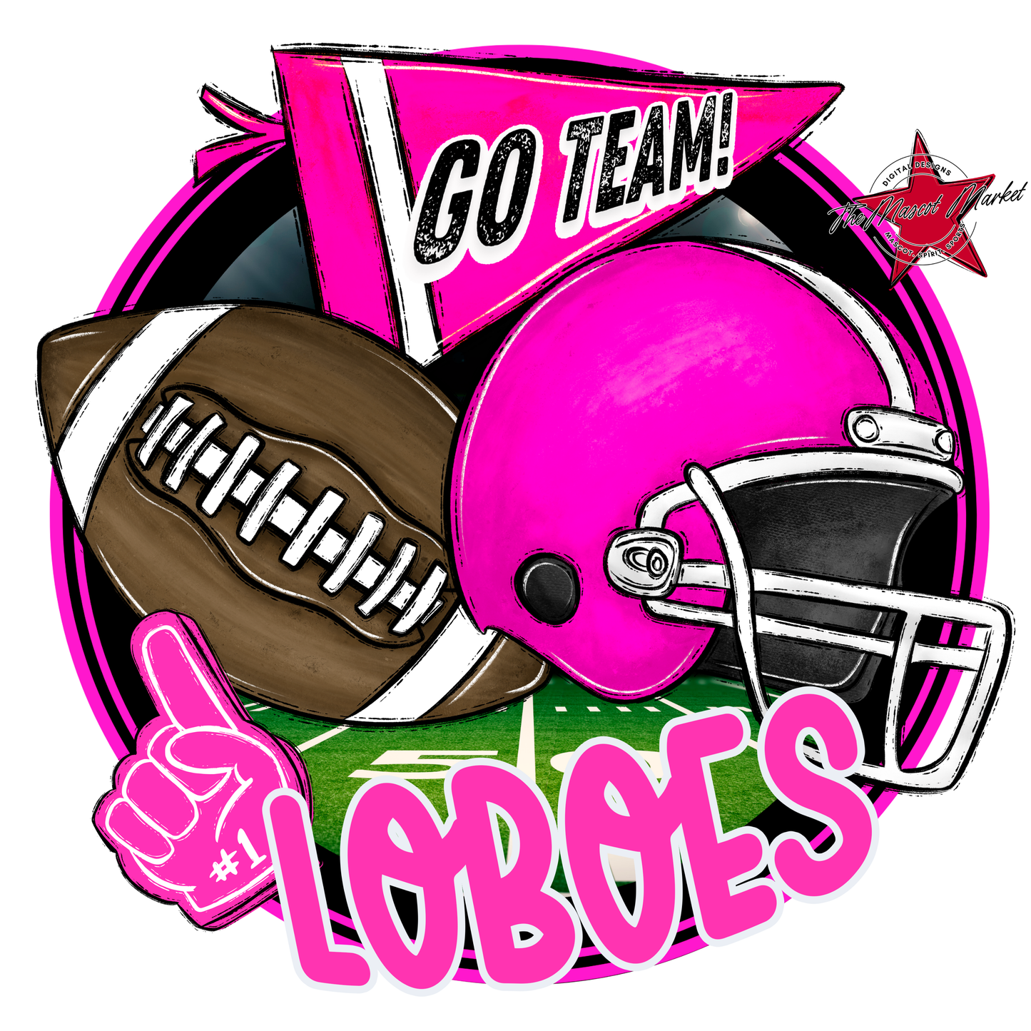 Loboes Circle Football Design-Pink