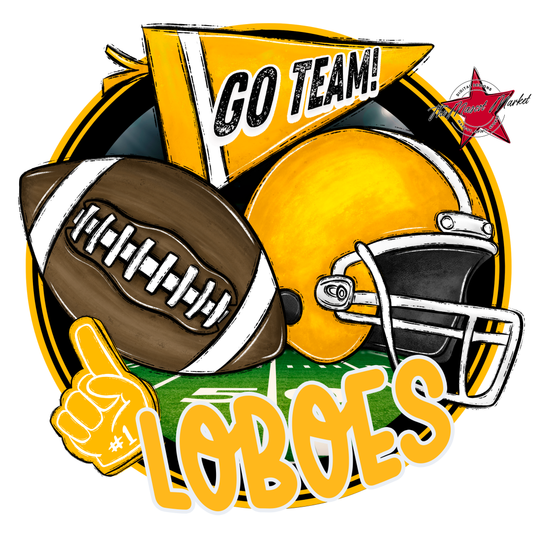 Loboes Circle Football Design-Yellow