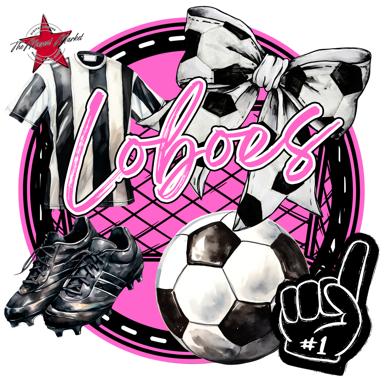 Loboes Circle Soccer Design-Baby Pink