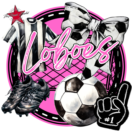 Loboes Circle Soccer Design-Baby Pink