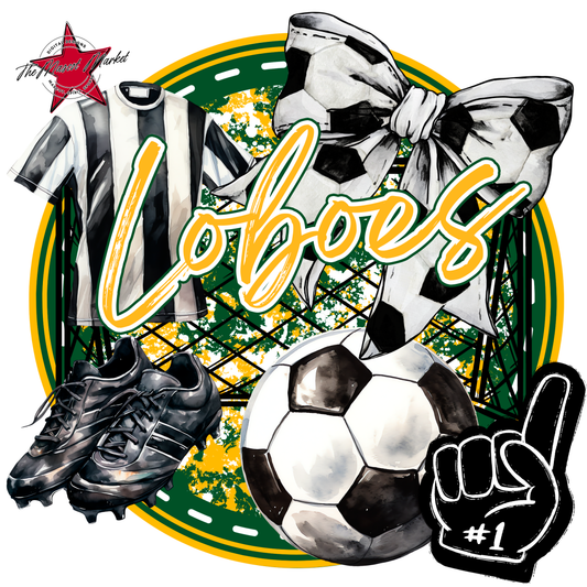 Loboes Circle Soccer Design-Green-Yellow