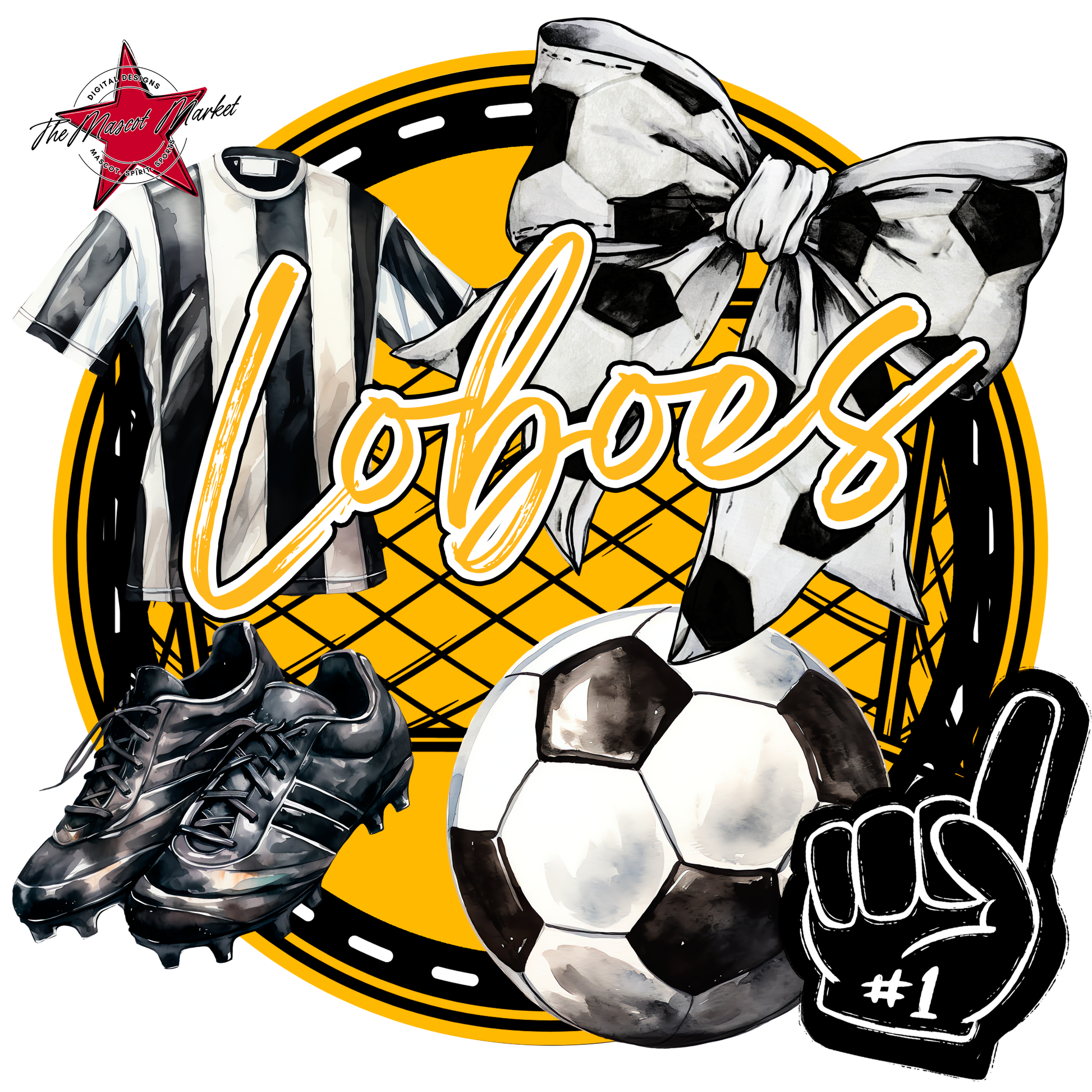 Loboes Circle Soccer Design-Yellow