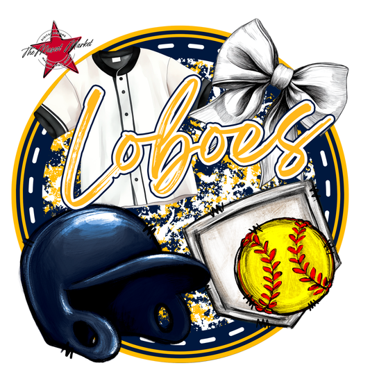 Loboes Circle Softball Design-Navy-Yellow