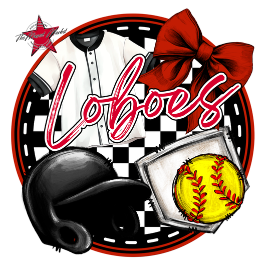 Loboes Circle Softball Design-Red