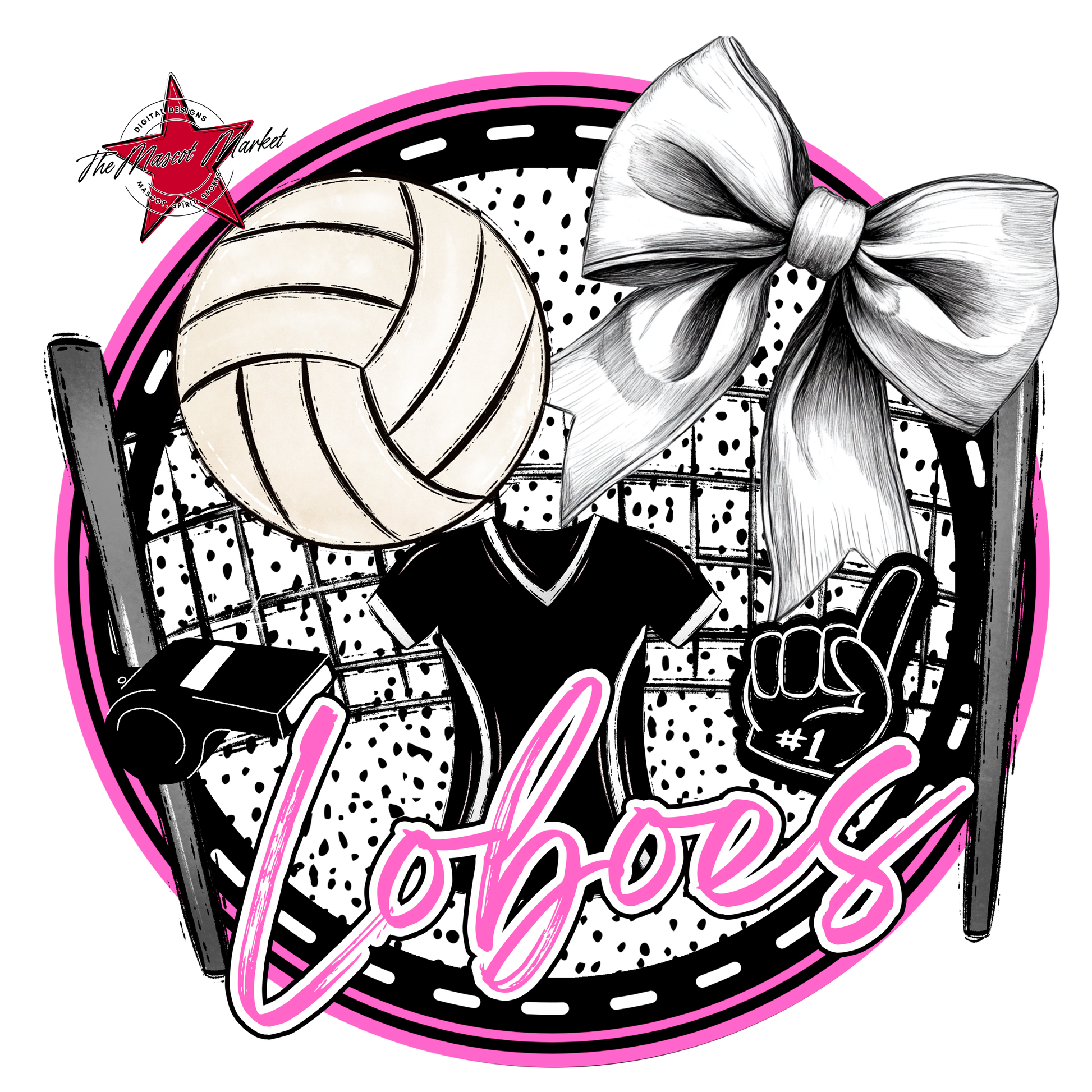 Loboes Circle Volleyball Design-Baby Pink
