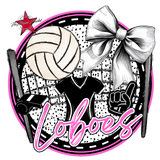 Loboes Circle Volleyball Design-Baby Pink