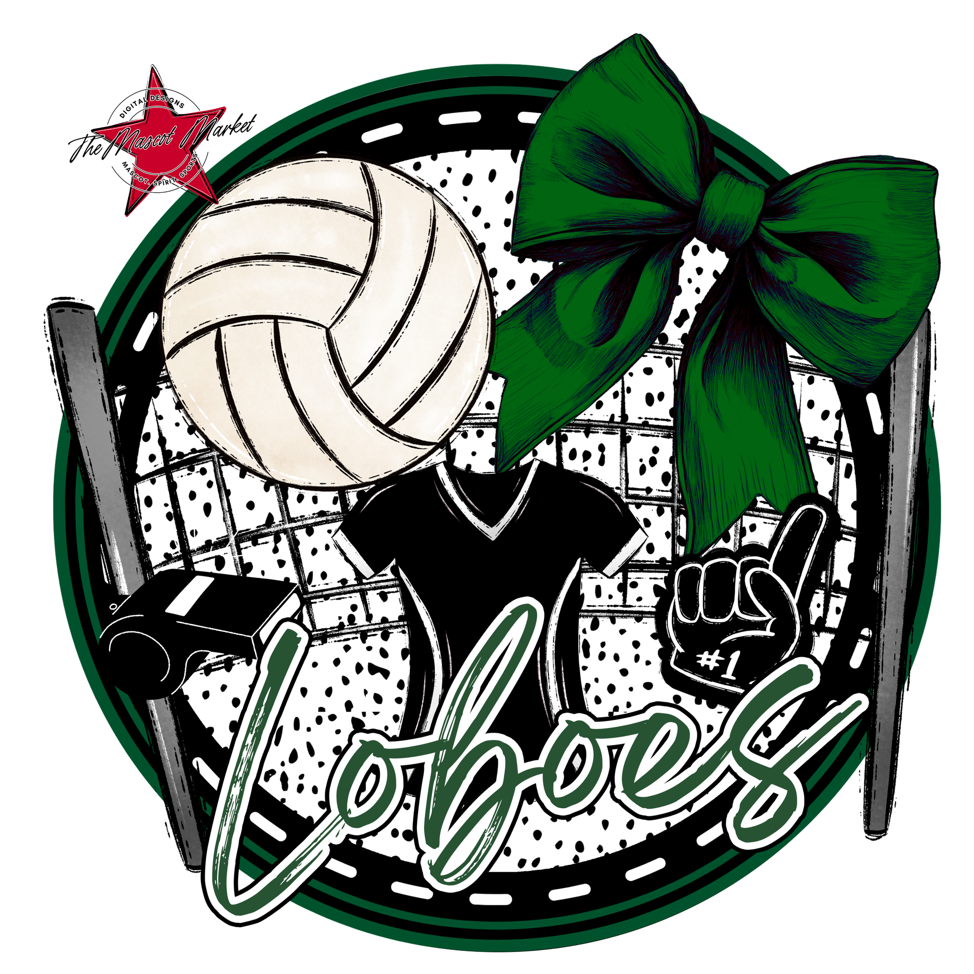 Loboes Circle Volleyball Design-Green