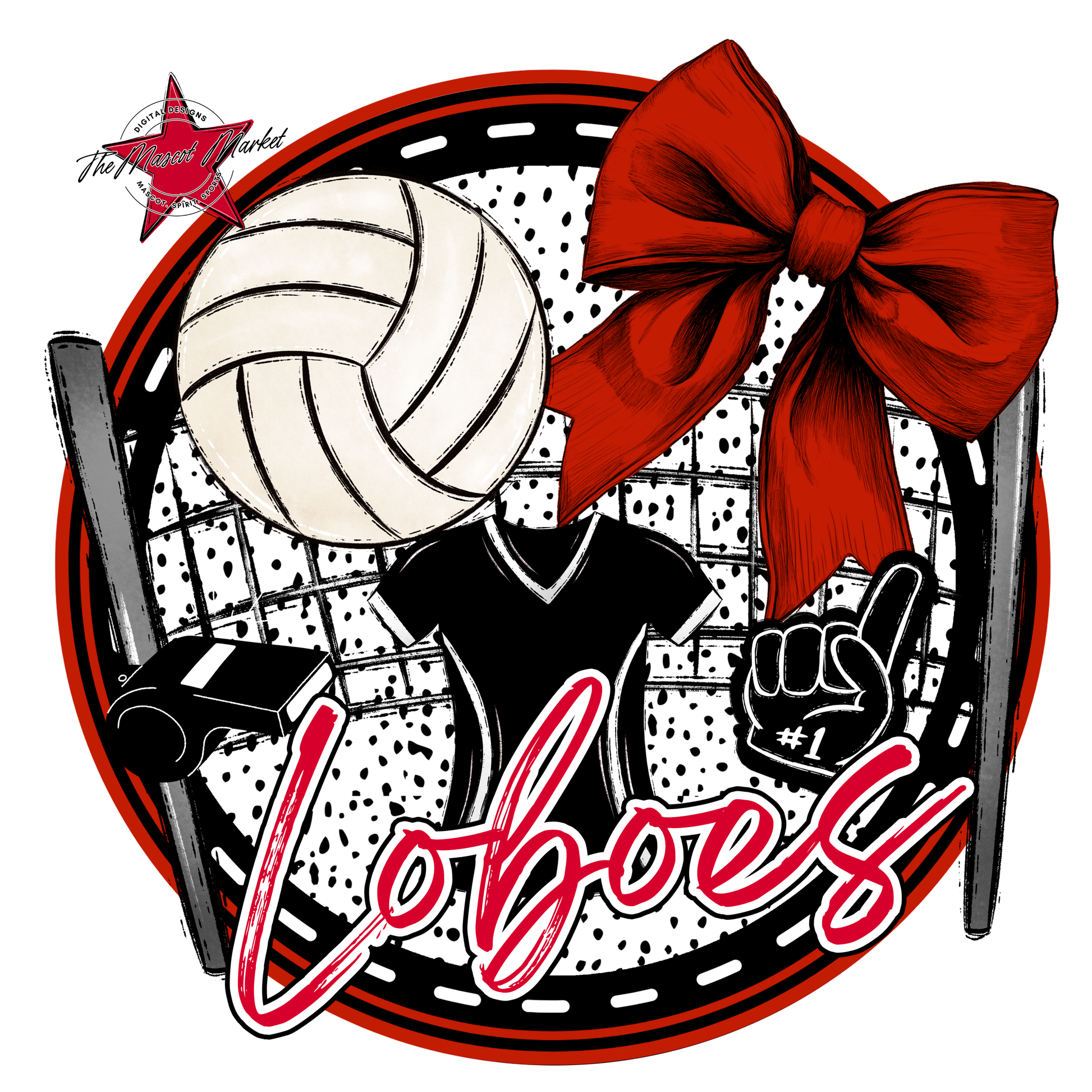 Loboes Circle Volleyball Design-Red