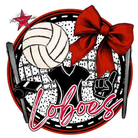 Loboes Circle Volleyball Design-Red